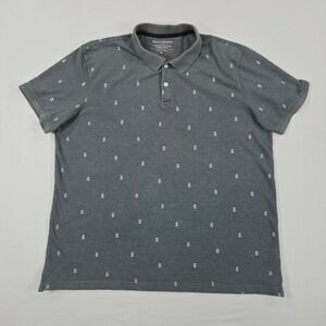 Banana Republic Men Organic Cotton Pineapple Print Polo Shirt XL Gray Casual